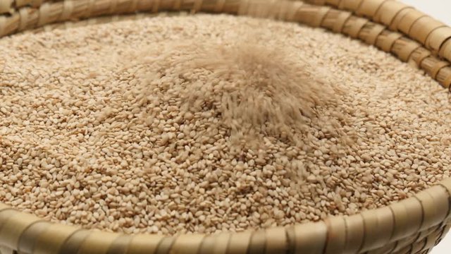 Fall sesame seeds on basket