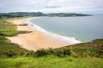 Looking down on Ballymastocker Strand from Croaghaun Mountain