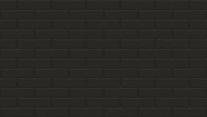 Black brick wall texture. Empty background. Vintage stonewall. Room design interior. Backdrop for cafe. High quality seamless 3d illustration.