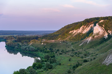 Fototapeta na wymiar Chalk mountains at Don river in Voronezh region, Russia