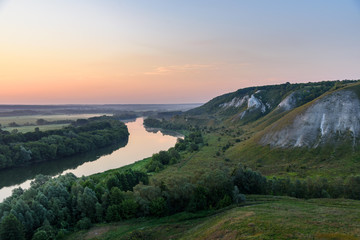 Fototapeta premium Chalk mountains at Don river in Voronezh region, Russia
