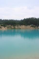 Kaolin quarry. Beautiful turquoise water.