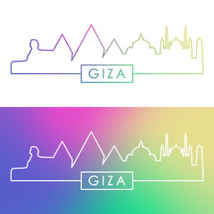 Giza city skyline. Colorful linear style. Editable vector file.