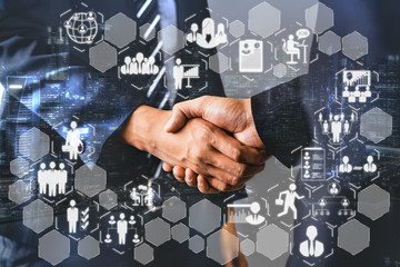 Human Resources Recruitment and People Networking Concept. Modern graphic interface showing...