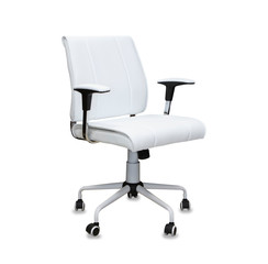 The office chair from white leather. Isolated over white