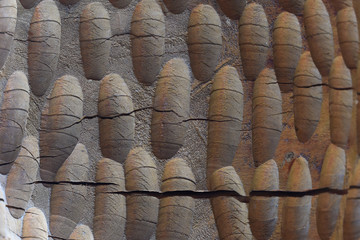 frontal image of the texture of an old wooden product. Abstract textured wooden background.