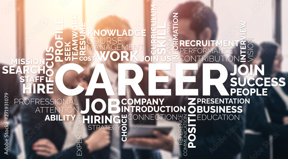 Poster human resources recruitment and people networking concept. modern graphic interface showing professi