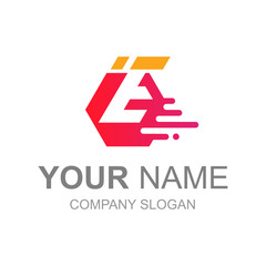 E letter logo with hexagon symbolizing speed, logo ready to use