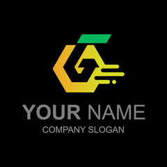 G alphabet logos inside the hexagon and speed, logo ready to use