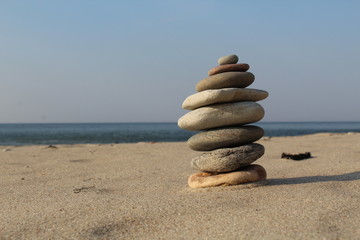 stack of stones on the beach