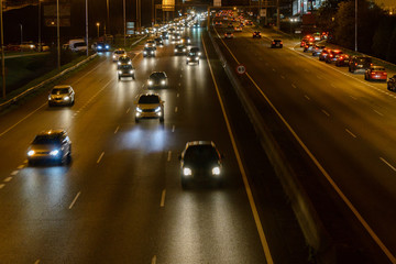 Fototapeta na wymiar car traffic at night on the road
