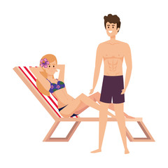 young couple relaxing in beach chair avatars characters