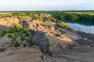 Fototapeta na wymiar Sandy Mountain in Konduki quarry - Tula Russia