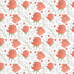 Fototapeta na wymiar Seamless pattern with pink roses.