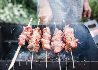 Grill meat in mangal