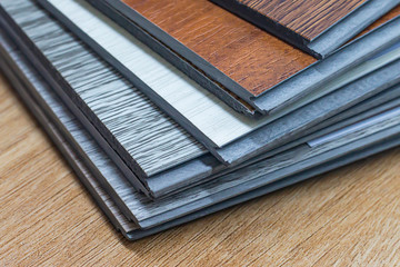 PVC Polymer Vinyl sample for customers to choose the floor design within the copy space.