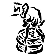 cake or other gift in the hand of an old man