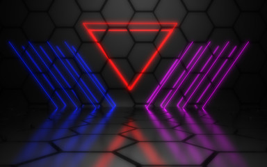 3d abstract background neon lines glow.3d illustration