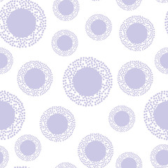 Seamless geometric vector pattern, purple circles and round dotted elements