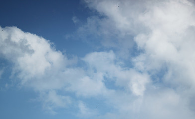 Naklejka premium Abstract blue background with white clouds