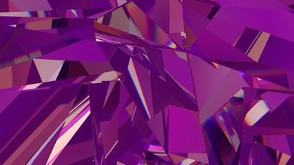 Abstract crystal background, radiant texture, faceted gem, polygonal wallpaper. 3d rendering