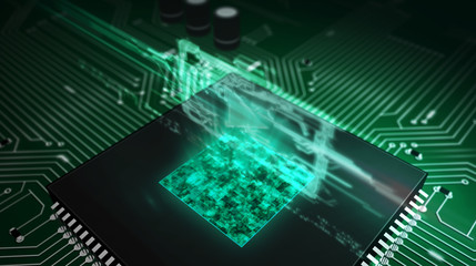 CPU on board with digital media hologram