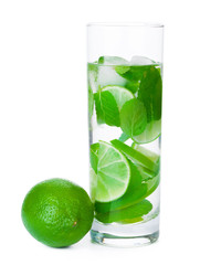 cold fresh lemonade. Isolated on white background with clipping path