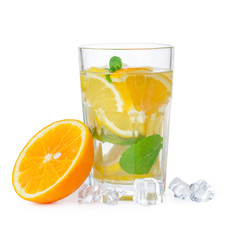 Glass of lemonade isolated on white background