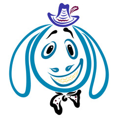 very cheerful donkey in a hat with a feather