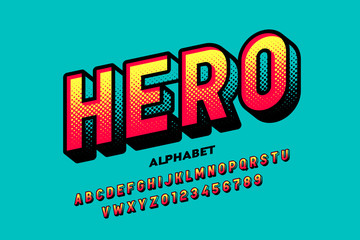 Comics super hero style font, alphabet letters and numbers - obrazy, fototapety, plakaty
