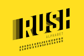 Speed style font design, alphabet letters and numbers