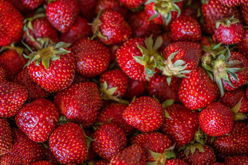 Ripe organic strawberries texture