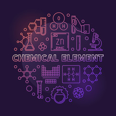 Fototapeta na wymiar Chemical Element vector colored round outline illustration on dark background
