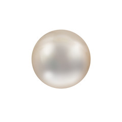 Shimmering beautiful white natural nacreous pearl isolated on white background close up