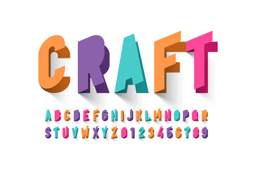 Fototapeta Paper craft style font design, alphabet letters and numbers obraz