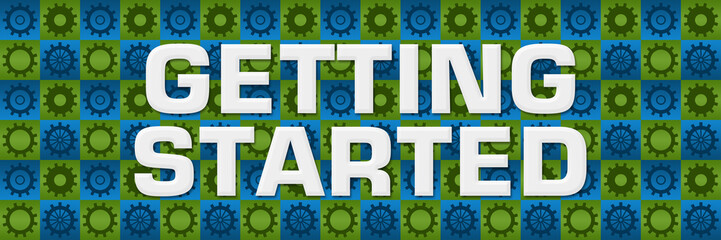 Getting Started Green Blue Gears Square Texture 