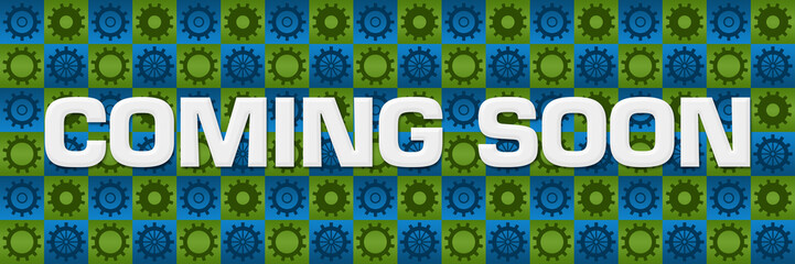 Coming Soon Green Blue Gears Square Texture 