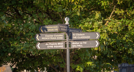Direction signs in the city of Galway