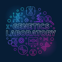 Fototapeta premium Genetics Laboratory vector circular colored line illustration on dark background