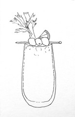 Bloody Mary Cocktail black and white sketch illustration