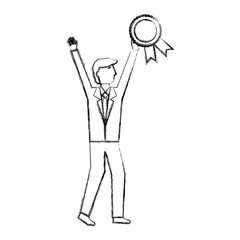 businessman with medal avatar character