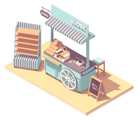 Vector isometric retail kiosk or cart stand