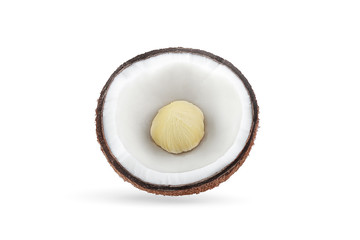 Coconut with half isolate on white background