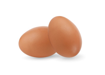 Fresh chicken eggs isolated on a white background