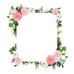 Floral square wreath frame template (with copy space)