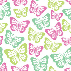 Summer seamless pattern with pastel butterlies. background with cute natural objects. Vector illustration. seamless pattern background