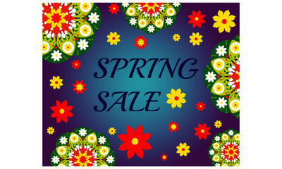 Spring sale banner with flower mandala