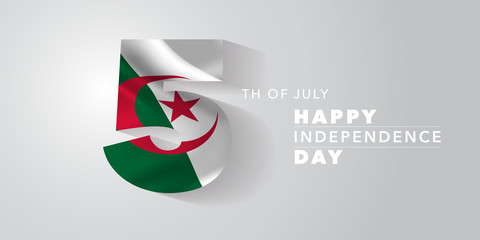 Algeria happy independence day greeting card, banner, vector illustration