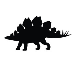 Vector black silhouette of stegosaurus silhouette isolated on white background © Sweta