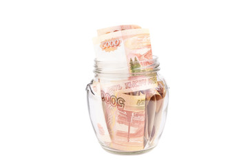 Glass jar with money